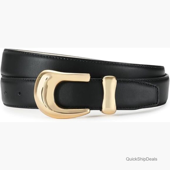 Genuine Leather Belt with Gold Buckle for Women main image 4